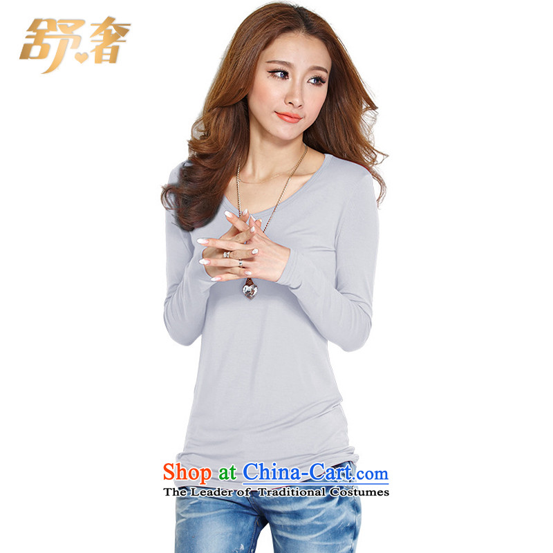 The extravagance to Shu xl women 2015 Autumn new shirt mm thick simple Sau San modal forming the tight shirt solid long-sleeved T-shirt, black XXL, female Shu luxury shopping on the Internet has been pressed.