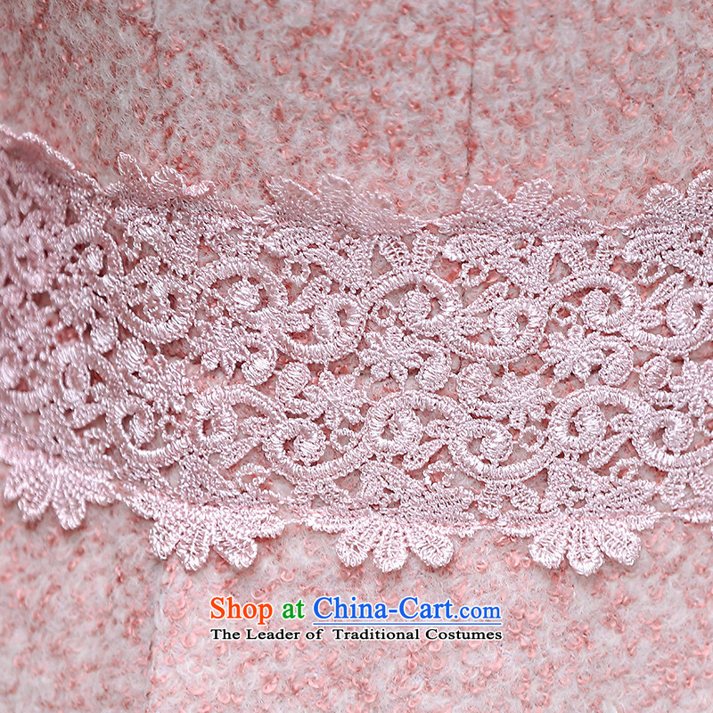 The chocolates 2015 autumn and winter coats new gross? female single row detained lace stitching winter coats in thick long Sau San a wool coat female G6868 pink M Card China Force (CABBAGULLY) , , , shopping on the Internet