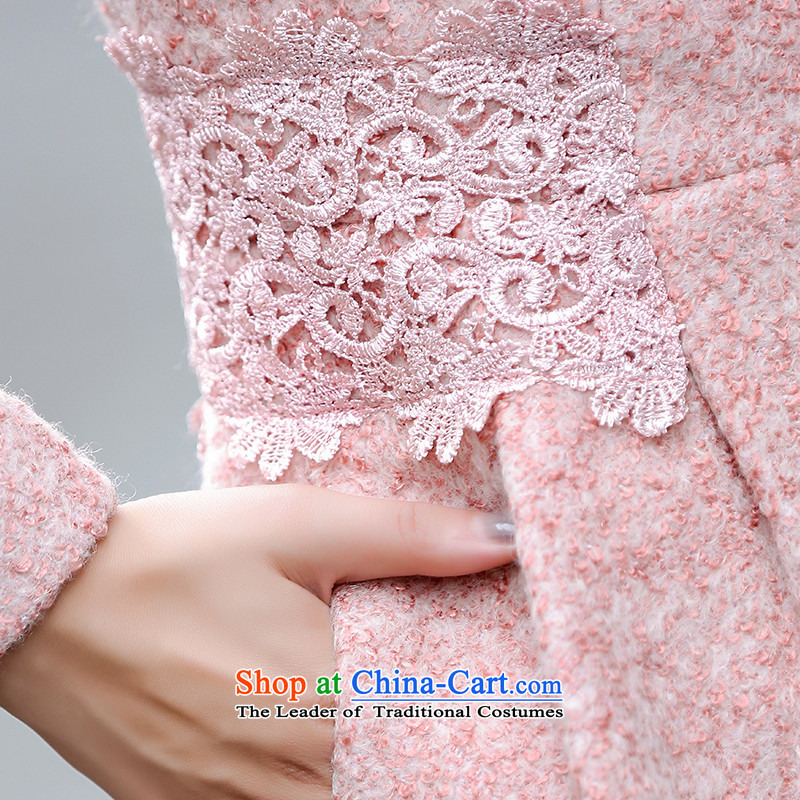 The chocolates 2015 autumn and winter coats new gross? female single row detained lace stitching winter coats in thick long Sau San a wool coat female G6868 pink M Card China Force (CABBAGULLY) , , , shopping on the Internet