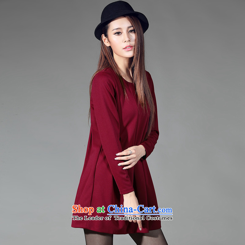 For M- 2015 to increase the number of women with thick mm autumn replacing the new graphics and the brother-in-Law Sau San thin cotton long-sleeved dresses W2072 XXXL, wine red collar m-shopping on the Internet has been pressed.