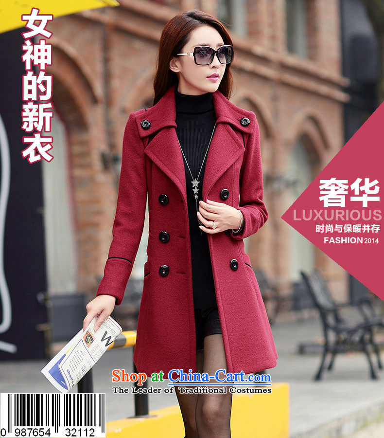  Ms. Chong Wook 2015 Autumn boutique style boxed products OL temperament gross? jacket double-cashmere cloak over the medium to longer term, wine red L picture, prices, brand platters! The elections are supplied in the national character of distribution, so action, buy now enjoy more preferential! As soon as possible.