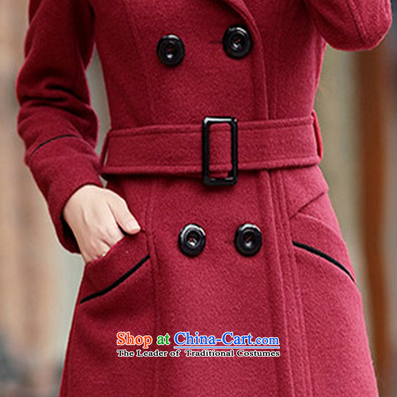  Ms. Chong Wook 2015 Autumn boutique style boxed products OL temperament gross? jacket double-cashmere cloak over the medium to longer term, wine red , L-wook punch , , , shopping on the Internet
