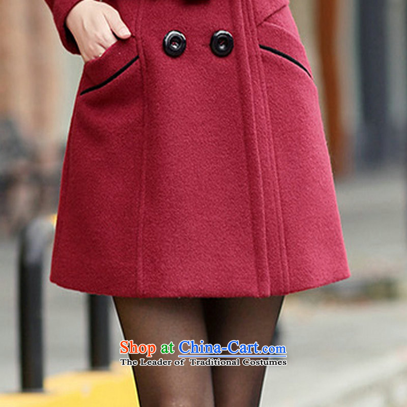  Ms. Chong Wook 2015 Autumn boutique style boxed products OL temperament gross? jacket double-cashmere cloak over the medium to longer term, wine red , L-wook punch , , , shopping on the Internet