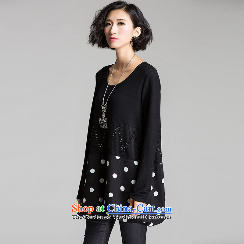The United States and the Golan RHEA MEIYUAN Korean autumn 2015 to increase the number of women with thick mm loose video thin waves point stitching atmospheric long-sleeved T-shirt, forming the female black 2XL recommendations 135-150, American RHEA MEIYUAN (MEIGEZHENPIN Golan) , , , shopping on the Internet