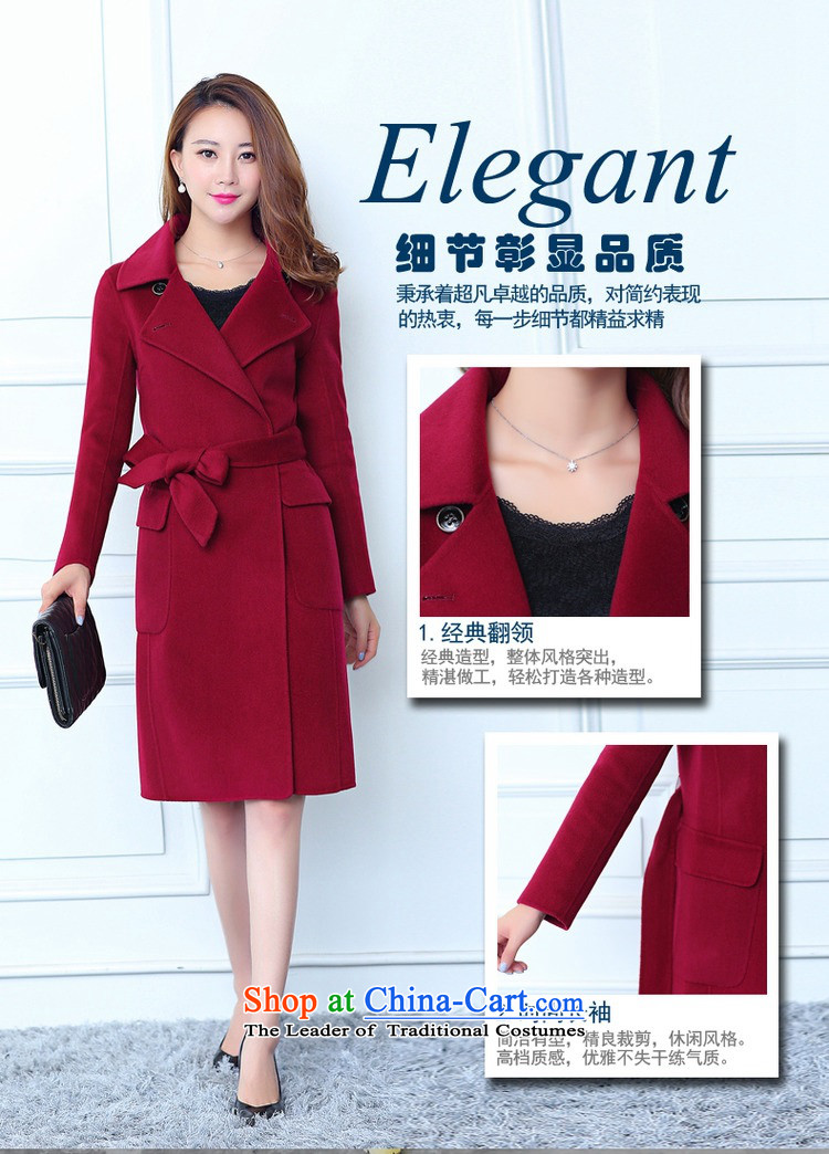 Morcar Connie Snow European site 2015 autumn and winter new two-sided cashmere overcoat female long-sleeved lapel long hair? high-end jacket female wine red S picture, prices, brand platters! The elections are supplied in the national character of distribution, so action, buy now enjoy more preferential! As soon as possible.