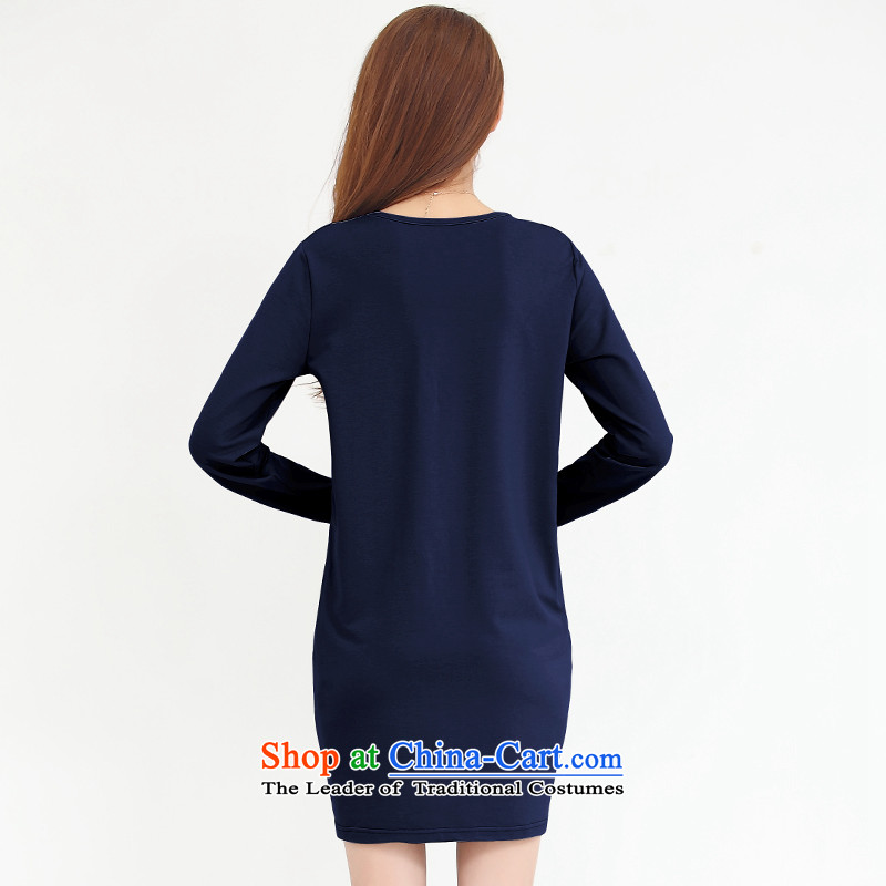 For M- 2015 to increase the number of women with new Fall/Winter Collections Of Video thin stamp thick gold plus lint-free long-sleeved forming the thick dresses Y1301B Po blue collar m-3XL, lint-free shopping on the Internet has been pressed.