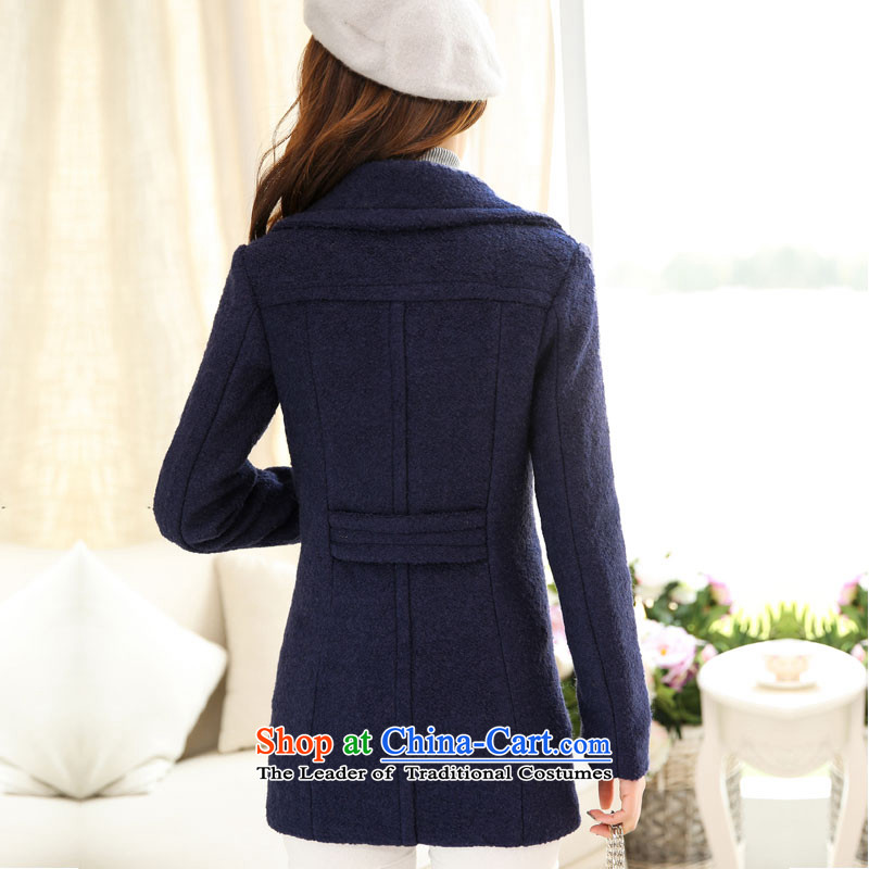 Included gross Hee-coats female jacket? 2015 autumn and winter female new a windbreaker. Long Korean lapel loose video thin navy blue , L-hee (RAINCCIE included) , , , shopping on the Internet