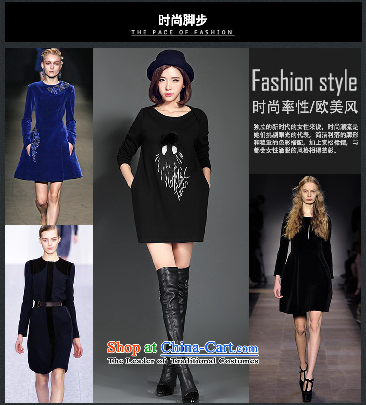For M- 2015 XL female autumn and winter new stylish wild thick mm thin large relaxd graphics plus lint-free long-sleeved dresses W2082 3XL black picture, prices, brand platters! The elections are supplied in the national character of distribution, so action, buy now enjoy more preferential! As soon as possible.