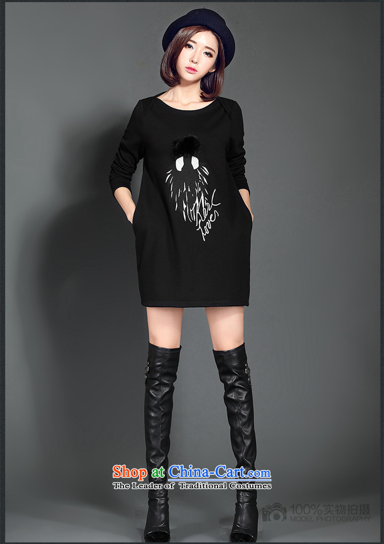 For M- 2015 XL female autumn and winter new stylish wild thick mm thin large relaxd graphics plus lint-free long-sleeved dresses W2082 3XL black picture, prices, brand platters! The elections are supplied in the national character of distribution, so action, buy now enjoy more preferential! As soon as possible.