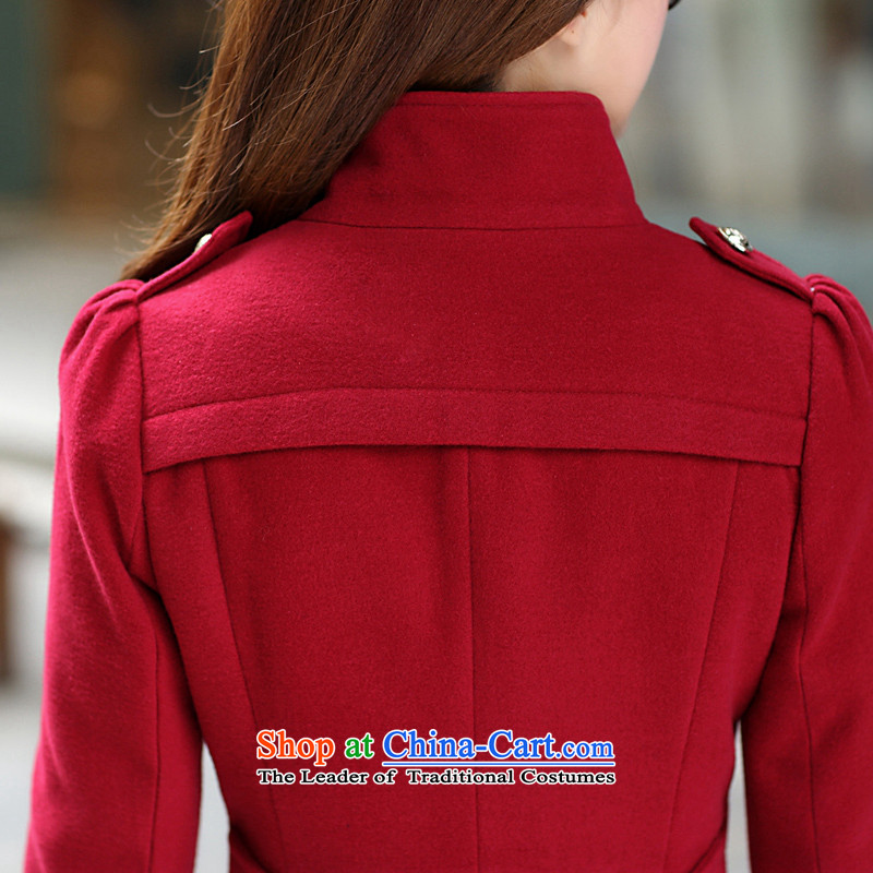 Chyian Road 2015 autumn and winter new products Women Korean large Sau San windbreaker. Long stand collar long-sleeved gross overcoats autumn load? The girl child? largest jacket wine red , L, road chyian shopping on the Internet has been pressed.