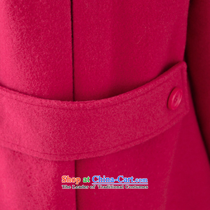 The new 2015 gross? jacket coat female Korean autumn boxed version long roll collar windbreaker girls a wool coat cloak 932 gross jacket girl S purple? Annie toner (phaini) , , , shopping on the Internet