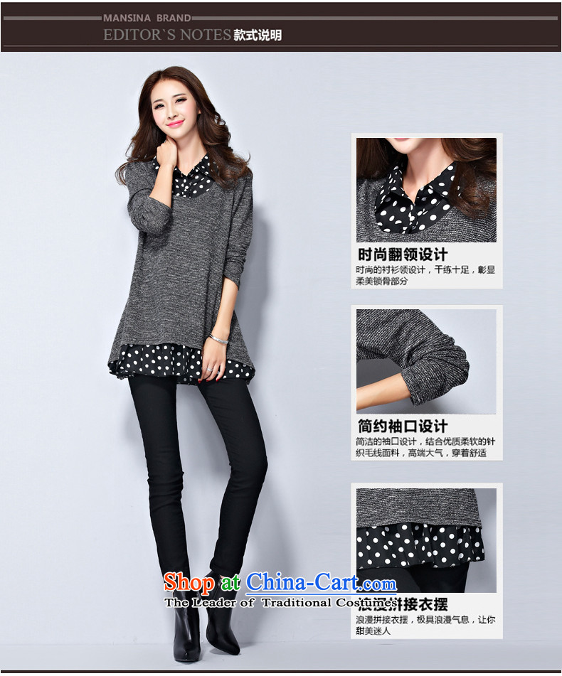 Motome Workshop  2015 autumn large load women 200 catties thick mm video thin shirt lapel knitwear leave two long-sleeved T-shirt 8085 gray 5XL 180-210 recommended weight catty picture, prices, brand platters! The elections are supplied in the national character of distribution, so action, buy now enjoy more preferential! As soon as possible.