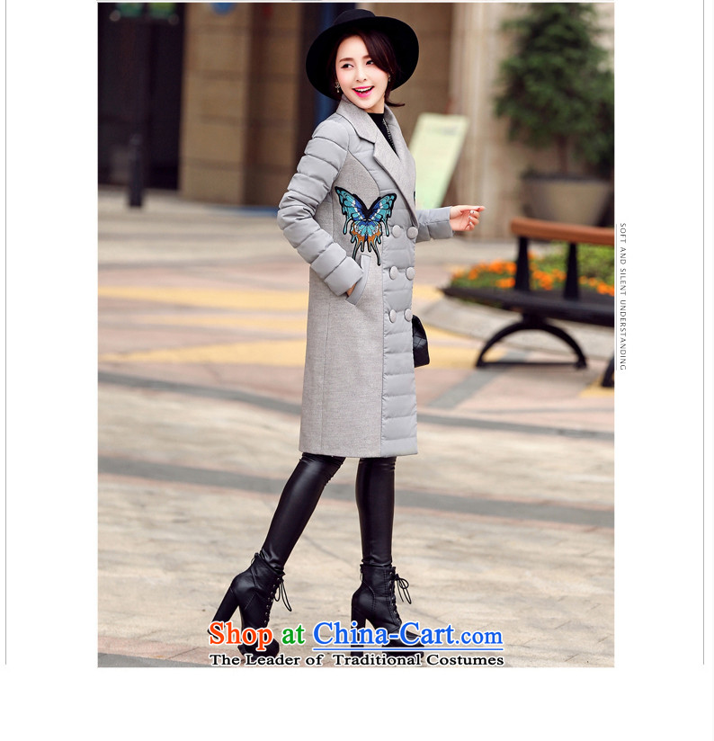 Ka Fei Yung Wool coat jacket is 2015 Women's winter clothing New Sau San wild long-sleeved gross? coats that long folder cotton swab services gross female gray jacket? butterfly L code picture, prices, brand platters! The elections are supplied in the national character of distribution, so action, buy now enjoy more preferential! As soon as possible.