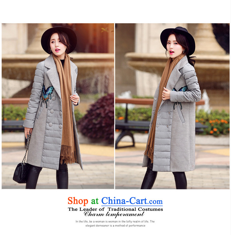 Ka Fei Yung Wool coat jacket is 2015 Women's winter clothing New Sau San wild long-sleeved gross? coats that long folder cotton swab services gross female gray jacket? butterfly L code picture, prices, brand platters! The elections are supplied in the national character of distribution, so action, buy now enjoy more preferential! As soon as possible.