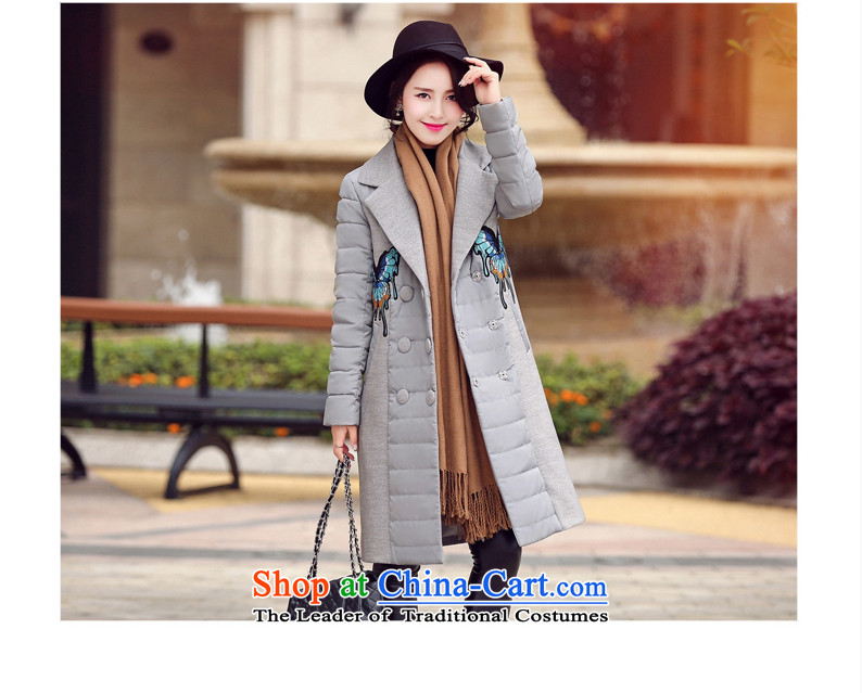 Ka Fei Yung Wool coat jacket is 2015 Women's winter clothing New Sau San wild long-sleeved gross? coats that long folder cotton swab services gross female gray jacket? butterfly L code picture, prices, brand platters! The elections are supplied in the national character of distribution, so action, buy now enjoy more preferential! As soon as possible.