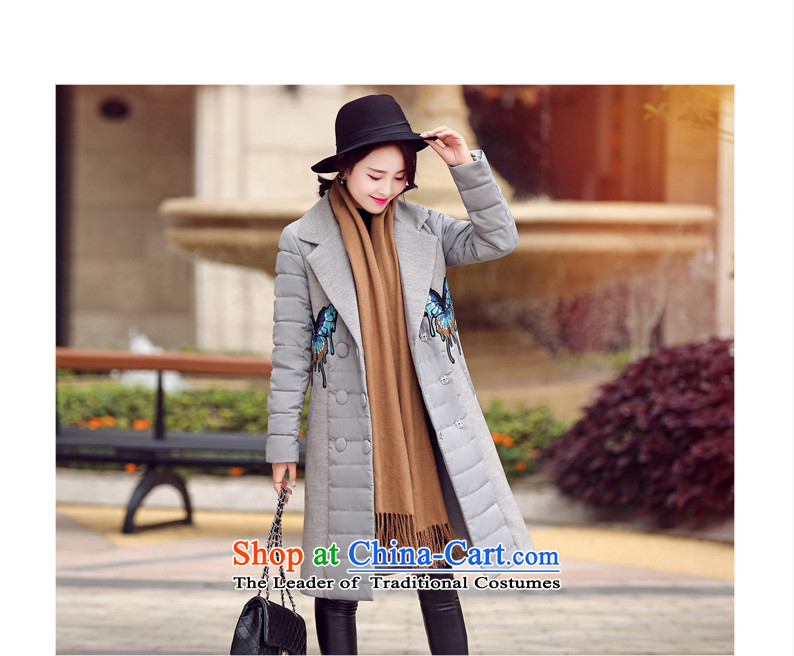 Ka Fei Yung Wool coat jacket is 2015 Women's winter clothing New Sau San wild long-sleeved gross? coats that long folder cotton swab services gross female gray jacket? butterfly L code picture, prices, brand platters! The elections are supplied in the national character of distribution, so action, buy now enjoy more preferential! As soon as possible.