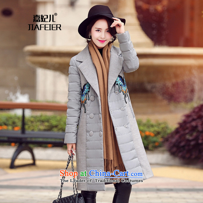 Ka Fei Yung Wool coat jacket is 2015 Women's winter clothing New Sau San wild long-sleeved gross? coats that long folder cotton swab services gross female gray jacket? butterflyL code