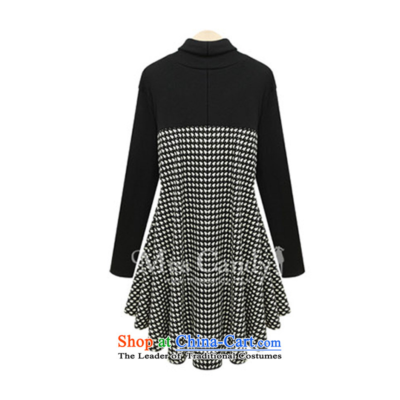 O Ya-ting to increase women's code 2015 autumn and winter new thick mm video thin chidori grid spell back and skirt wear long-sleeved shirt girls high collar skirts black 4XL recommends that you, O Jacob 160-180-ting (aoyating) , , , shopping on the Internet
