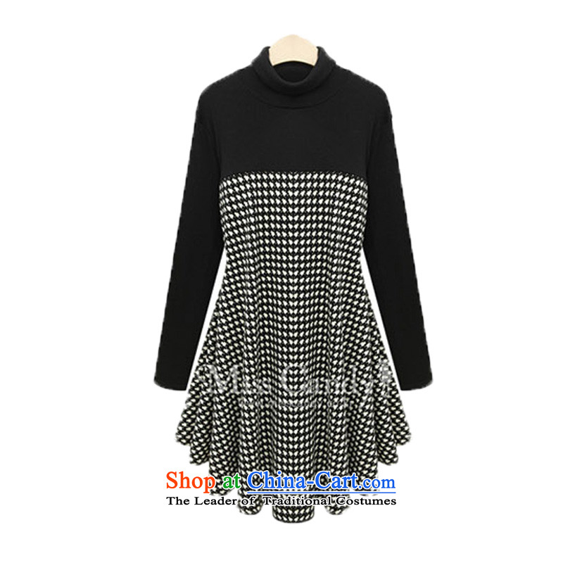 O Ya-ting to increase women's code 2015 autumn and winter new thick mm video thin chidori grid spell back and skirt wear long-sleeved shirt girls high collar skirts black 4XL recommends that you, O Jacob 160-180-ting (aoyating) , , , shopping on the Internet