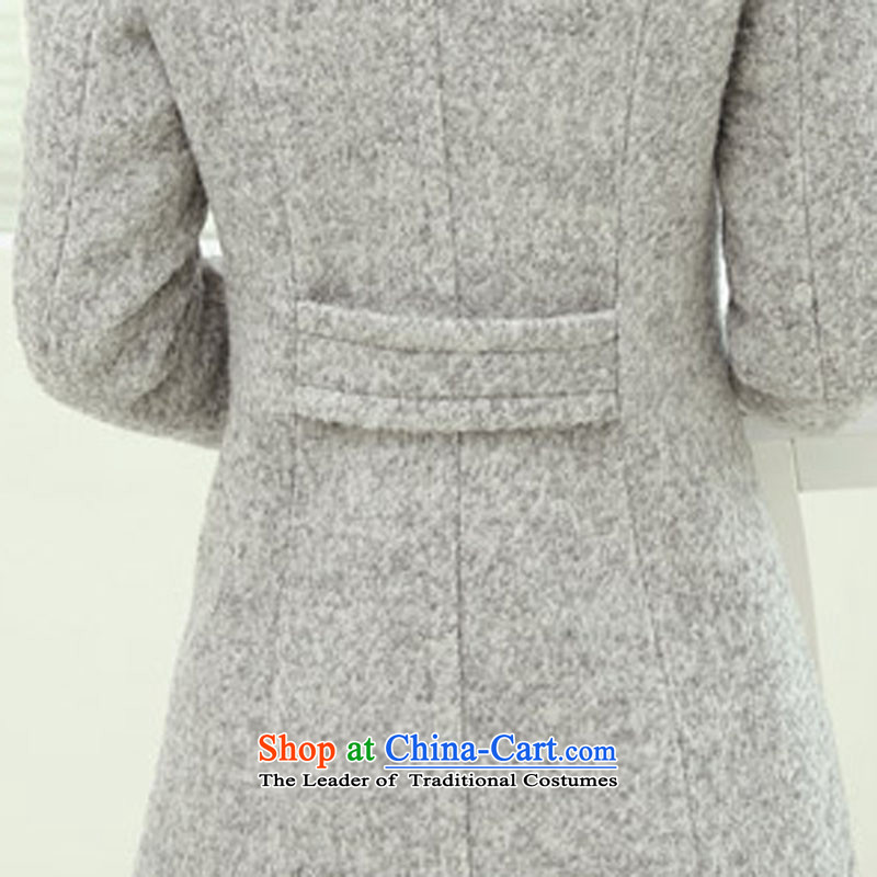 The talks by 2015 Mrs windbreaker girl in long spring and autumn Korean new large stylish long-sleeved pure colors Sau San lapel gross? female autumn and winter coats thin light gray , L, talks video-sook (liangshu) , , , shopping on the Internet