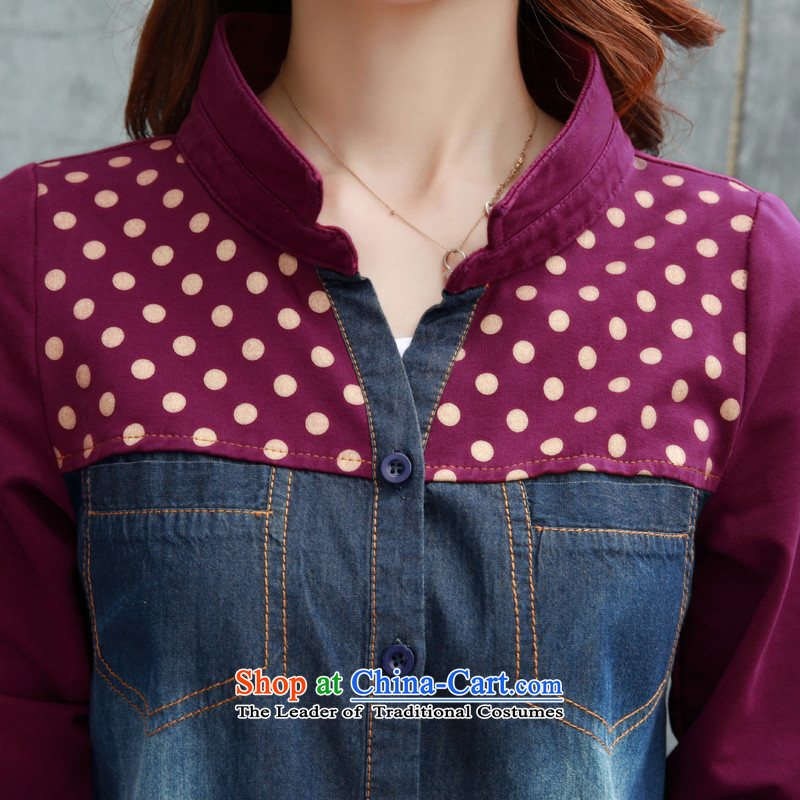 El-ju 2015 Autumn Yee Nga new long-sleeved) larger female stitching cowboy shirt YY68283 navy blue XXL picture, prices, brand platters! The elections are supplied in the national character of distribution, so action, buy now enjoy more preferential! As soon as possible.