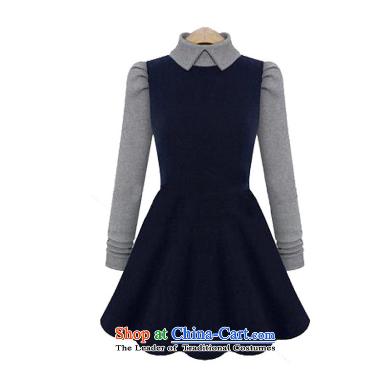 O Ya-ting to increase women's code 2015 autumn and winter dresses thick mm new graphics thin long-sleeved Knitted Shirt female dolls, forming the basis for 662 dark blue skirt XL 115-128 recommends that you, O Jacob aoyating Ting () , , , shopping on the Internet