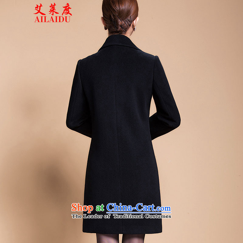 The Aileu degrees gross? 2015 autumn and winter coats new windbreaker larger female Korean cashmere overcoat thick long suit in a black jacket wool 4XL, AYLE (AILAIDU) , , , shopping on the Internet
