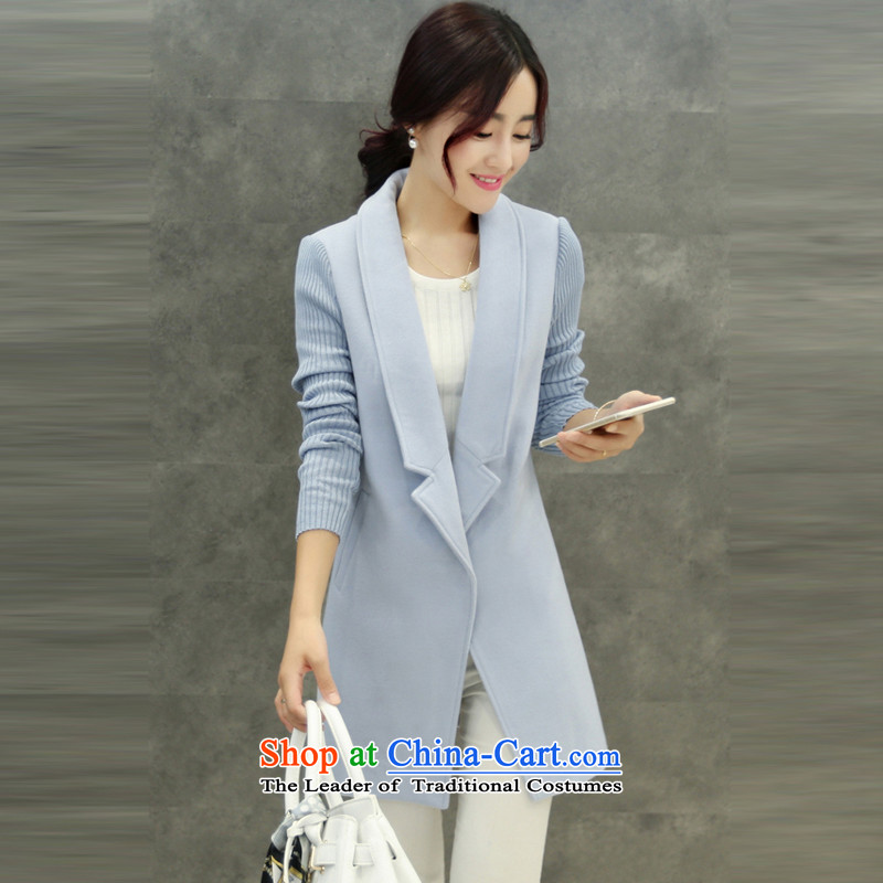 Yi Wu 2015 autumn and winter new women in Korean female long suit for a wool coat gross? jacket female windbreaker Y2002 A blue A, M, Yi Wu , , , shopping on the Internet