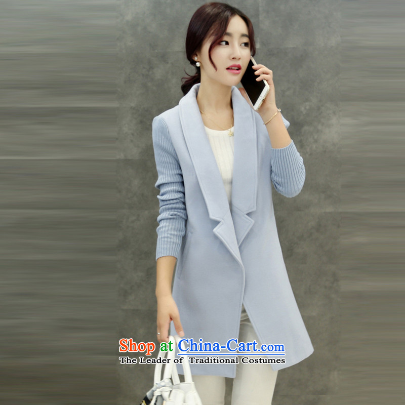 Yi Wu 2015 autumn and winter new women in Korean female long suit for a wool coat gross? jacket female windbreaker Y2002 A blue A, M, Yi Wu , , , shopping on the Internet