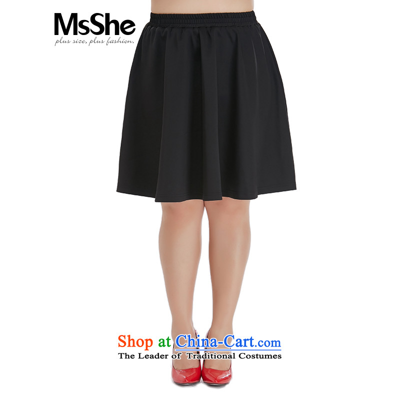 Msshe xl women 2015 new expertise in autumn sister waist body skirt small A swing hundreds pleated skirts 8504 Black4XL