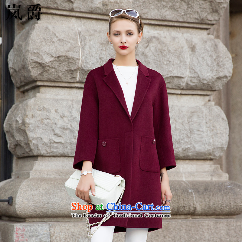 Lord of the sponsors of thenew high autumn 2015-sided flannel woolen coat girl in long pure sheeps wool double-sided gross? 9013 wine redS Jacket