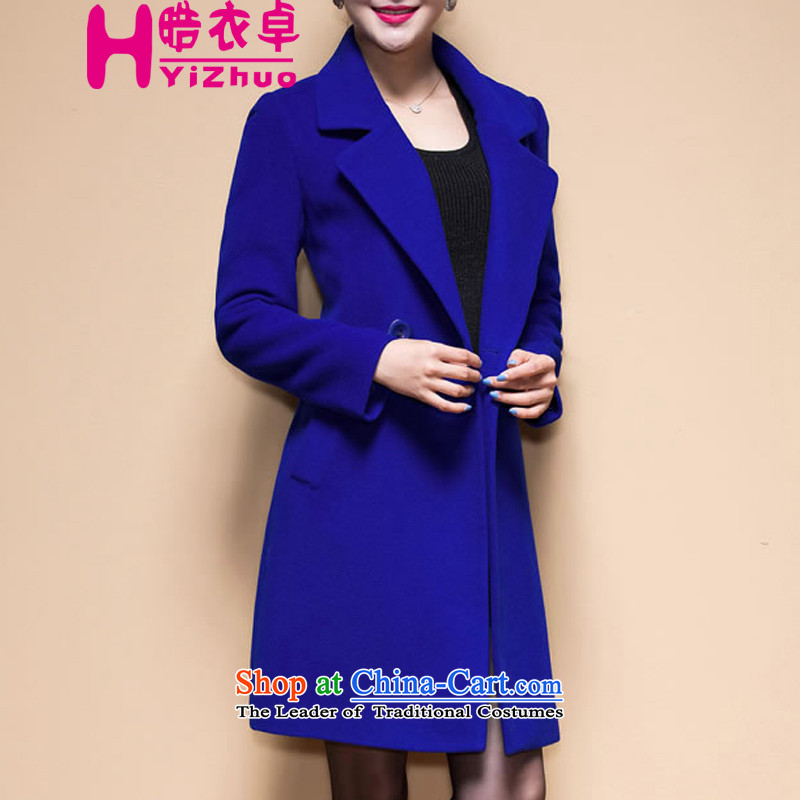 晧 Yi Cheuk-yan 2015 autumn and winter new genuine Korean cashmere overcoat, long suit a jacket girls wool blue 晧 Yi-L, , , , shopping on the Internet