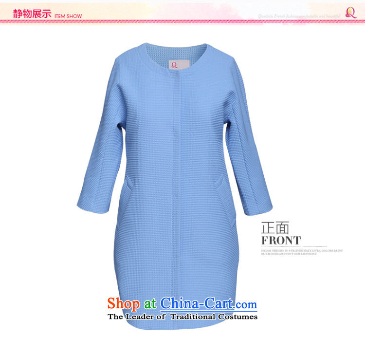 The former Yugoslavia Li Sau 2015 autumn large new mount female elegant round-neck collar 7 cuff jacket in pure color Long Hoodie No. 0189 Blue 3XL picture, prices, brand platters! The elections are supplied in the national character of distribution, so action, buy now enjoy more preferential! As soon as possible.