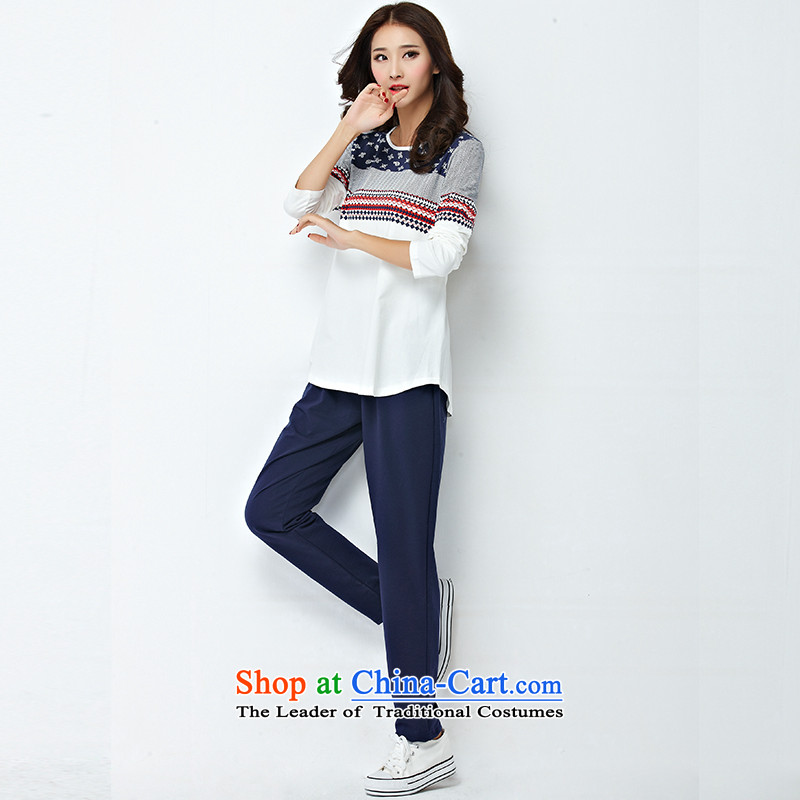 For M- 2015 to increase the number of women in the autumn of new ethnic leisure wears thick mm stamp long-sleeved T-shirt + pants and two piece blue collar meters 4XL, 1278 Child Care , , , shopping on the Internet