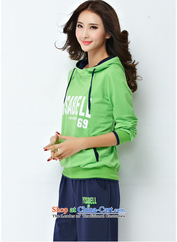 For M- 2015 to increase the number of women in the autumn of Korean New fat mm very casual with cap sweater kit shirt pants two kits 1274 Fluorescent Green blue packaged 3XL knocked picture, prices, brand platters! The elections are supplied in the national character of distribution, so action, buy now enjoy more preferential! As soon as possible.