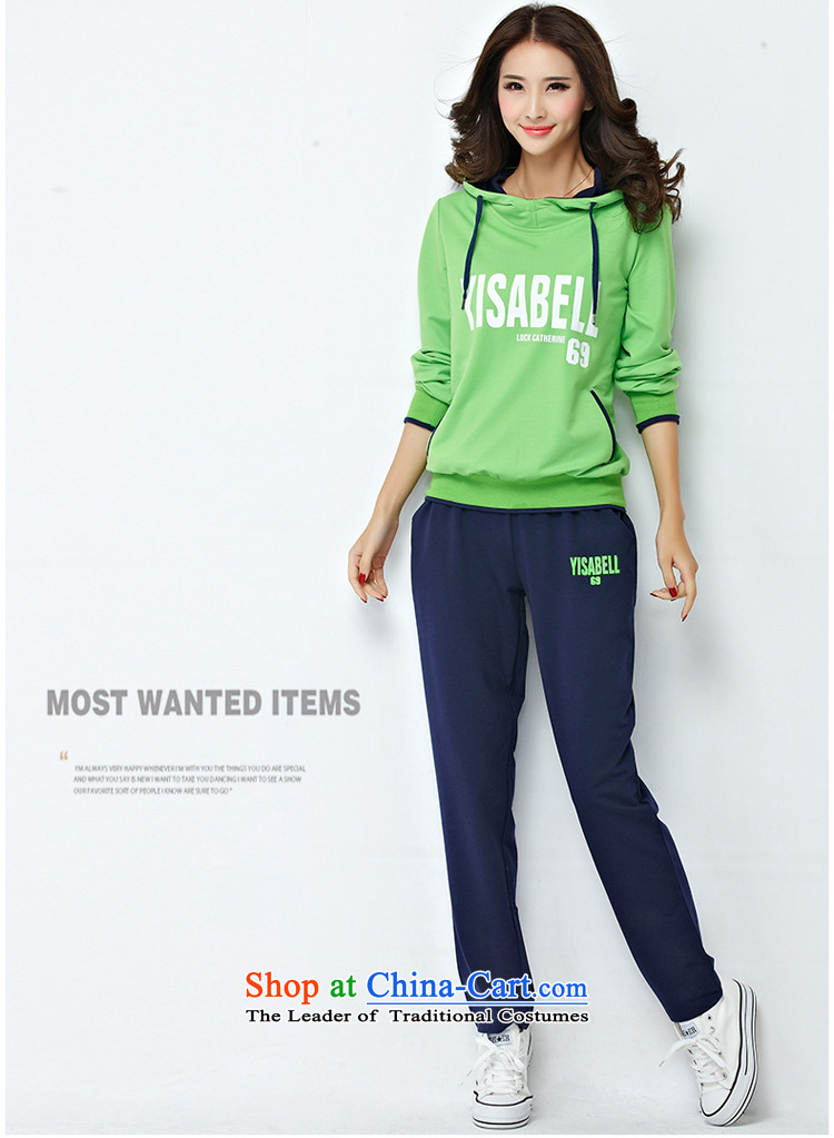 For M- 2015 to increase the number of women in the autumn of Korean New fat mm very casual with cap sweater kit shirt pants two kits 1274 Fluorescent Green blue packaged 3XL knocked picture, prices, brand platters! The elections are supplied in the national character of distribution, so action, buy now enjoy more preferential! As soon as possible.