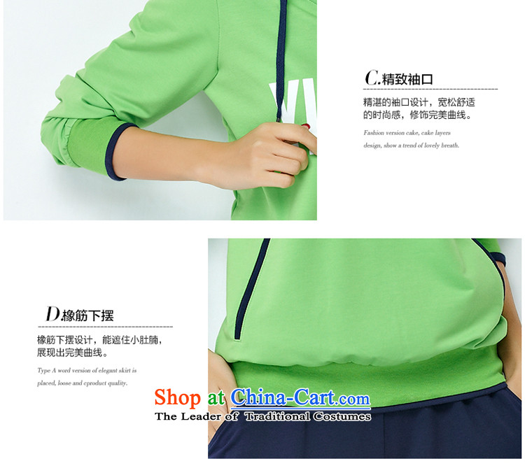 For M- 2015 to increase the number of women in the autumn of Korean New fat mm very casual with cap sweater kit shirt pants two kits 1274 Fluorescent Green blue packaged 3XL knocked picture, prices, brand platters! The elections are supplied in the national character of distribution, so action, buy now enjoy more preferential! As soon as possible.