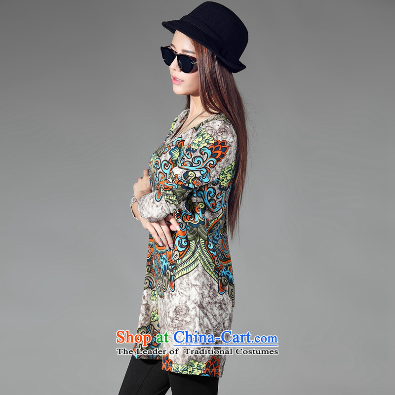 For M- 2015 XL women with new expertise autumn mm thin ethnic stamp graphics wild in long long-sleeved T-shirt, forming the Netherlands W2076 XXL, suit for M-shopping on the Internet has been pressed.