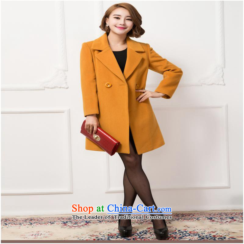 Chyian Road 2015 autumn and winter new Korean cashmere overcoat, long suit wool a jacket female blue 3XL, road chyian shopping on the Internet has been pressed.