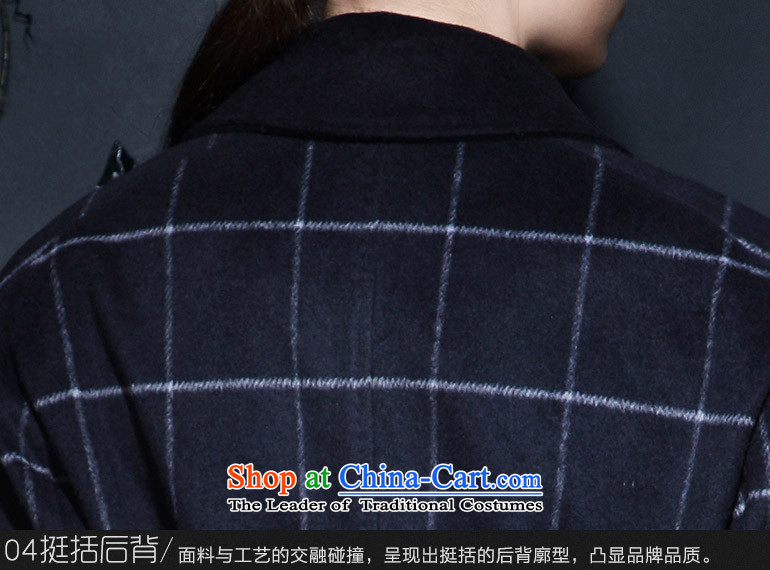 Yuen-core women 2015 winter clothing new OL temperament of 7 in the grid cuff long wool overcoats female possession? blue  XL Photo, prices, brand platters! The elections are supplied in the national character of distribution, so action, buy now enjoy more preferential! As soon as possible.