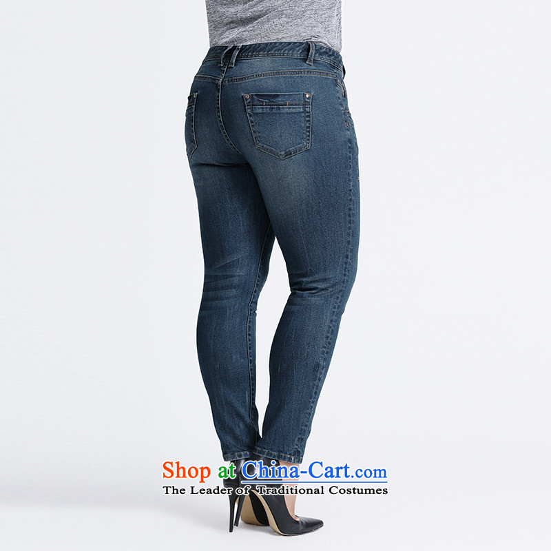 The former Yugoslavia Migdal Code women 2015 Autumn replacing the new fat mm stylish and simple solid color blue jeans 953321856  3XL, Blue Small Mak , , , shopping on the Internet