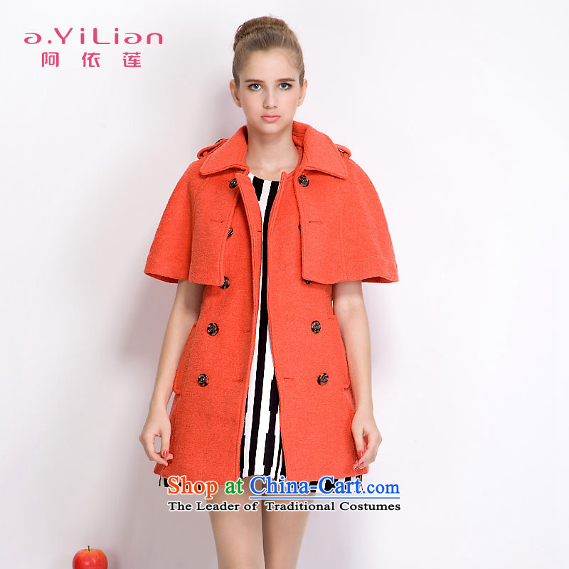 Aida 2015 Winter New Lin pure color can be removed from the classic wild mantle, double-thick jacket coat gross? female CA43397213 ORANGE L