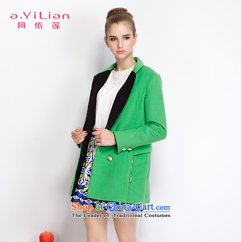 Aida 2015 Winter New Lin stylish and simple lapel knocked color in the double-long coats gross DS43397925 jacket incense? green grass and S, Aida Lin (A.YILIAN) , , , shopping on the Internet