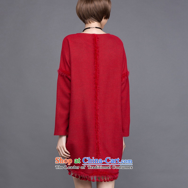 Overgrown Tomb economy honey silk extra women 2015 new autumn replacing thick mm stitching graphics thin sweater dresses 2048 wine red large 3XL 160 around 922.747, Overgrown Tomb Economy (MENTIMISI honey) , , , shopping on the Internet