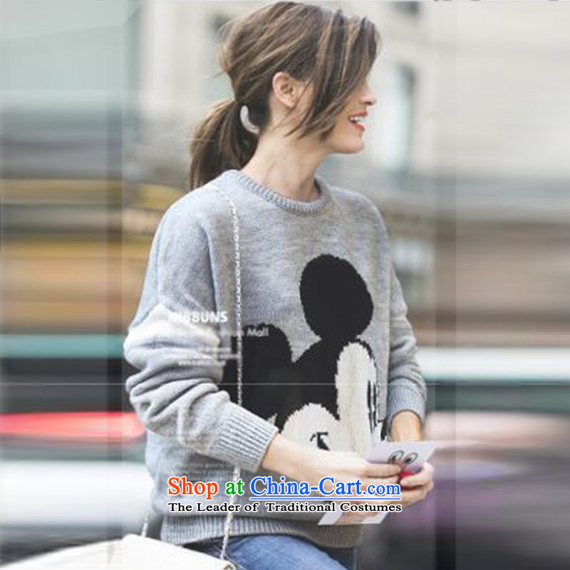O Ya-ting to increase women's code 2015 autumn and winter new thick mm video thin cartoon Mickey pattern woolen pullover knitting sweater 5511 Excitation 5XL forming the gray 175-200 recommends that you, O Jacob aoyating Ting () , , , shopping on the Internet