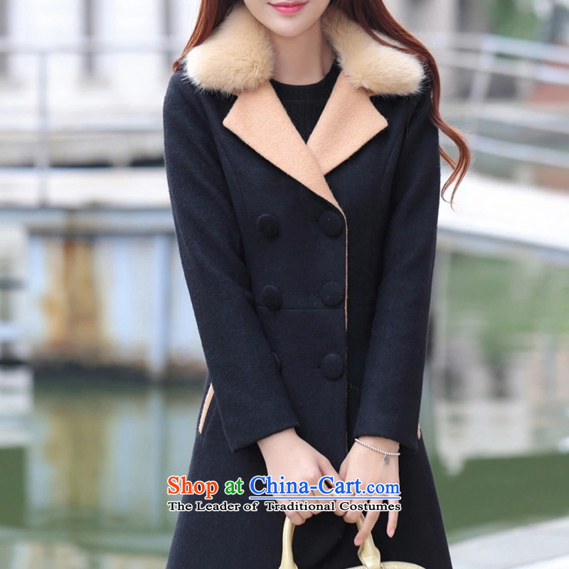 M bogey American 2015 autumn and winter female new Korean version of large code?   Small gross jacket jacket female black (cotton) XL, M-mi (MIBOMEI Park) , , , shopping on the Internet