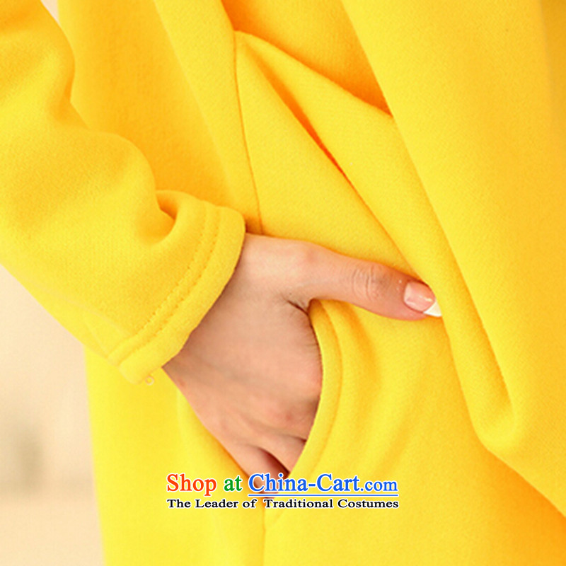 Elisabeth wa concluded large card female Korean autumn add fertilizer XL Graphics Thin women's liberal thick mm large sweater jacket in long chubby replacing girls with cap sweater Yellow XL 130 to 150 catties suitable for fertilizer, Elisabeth wa conclud