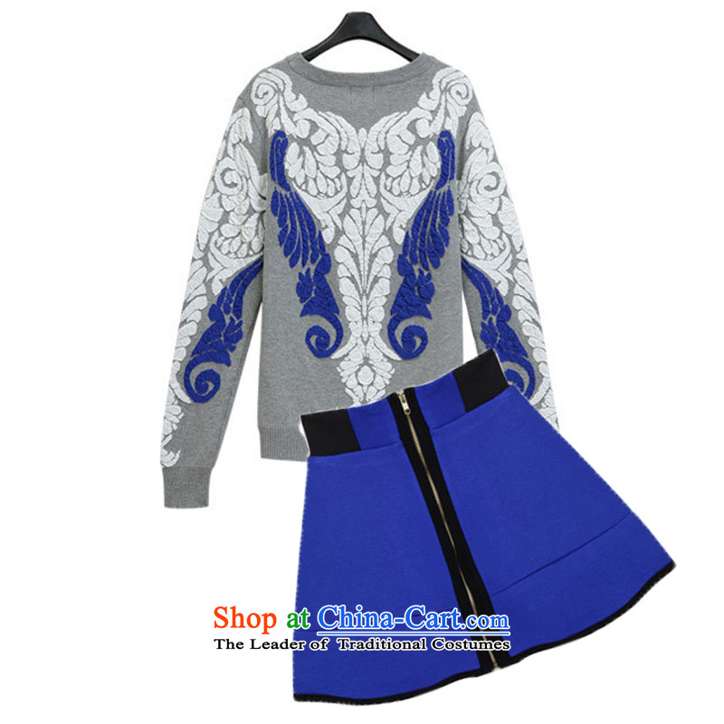 O Ya-ting to xl thick mm 2015 Fall/Winter Collections Korean female new graphics thin long-sleeved shirt kit skirt knitwear body skirt two kits Gray 4XL recommends that you, O Jacob 160-180-ting (aoyating) , , , shopping on the Internet