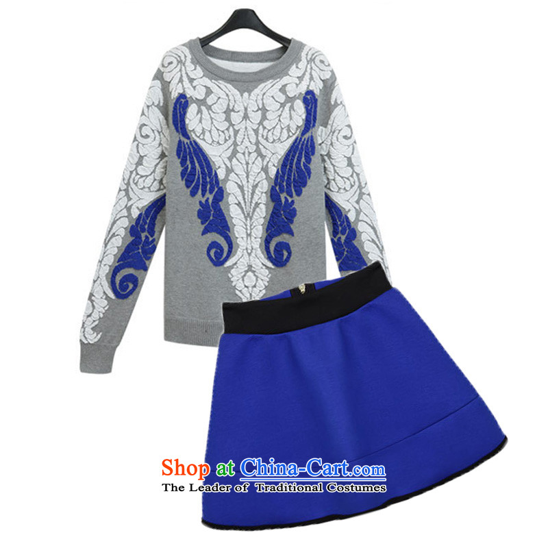 O Ya-ting to xl thick mm 2015 Fall/Winter Collections Korean female new graphics thin long-sleeved shirt kit skirt knitwear body skirt two kits Gray 4XL recommends that you, O Jacob 160-180-ting (aoyating) , , , shopping on the Internet
