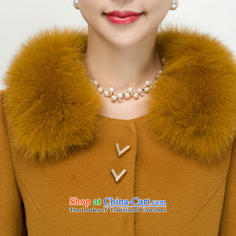 Of the yuan by 2015 Fall/Winter Collections gross butted? long wool a wool coat female high-end cashmere cloak large windbreaker Fox for elderly mother gross Replace Yellow XL, so Yuan (SSUIIYUAI) , , , shopping on the Internet